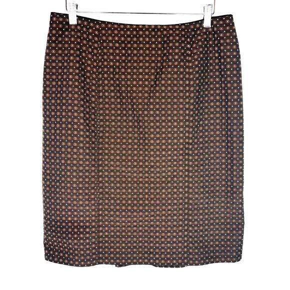 Nanette Lepore Brown Polka Dot Bow Detail Pencil Skirt 12 - Picture 1 of 8